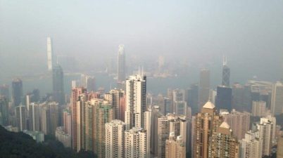 Tall buildings in Hong Kong.