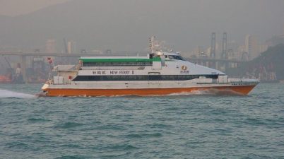A Ferry from Hong Kong going to Macau.